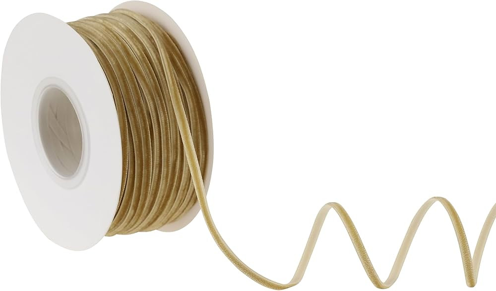 Mayreel 1/8 Inch Velvet Ribbon Thin Khaki Velvet Ribbon Vintage Velvet Ribbon Narrow Ribbon for W... | Amazon (US)