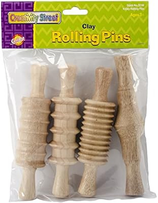 Creativity Street Wood Set, Assorted 4 Patterns, 6", 4/Pack Rolling Pin, 6" | Amazon (US)