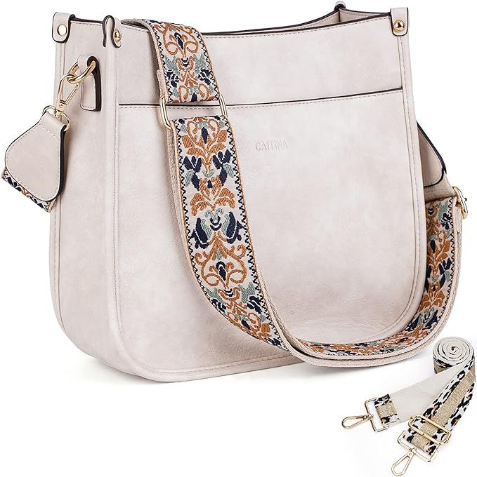 Caitina Crossbody Bag Women Vegan Leather Hobo Handbag Trendy Crossbody Shoulder Bag Purses For W... | Amazon (US)