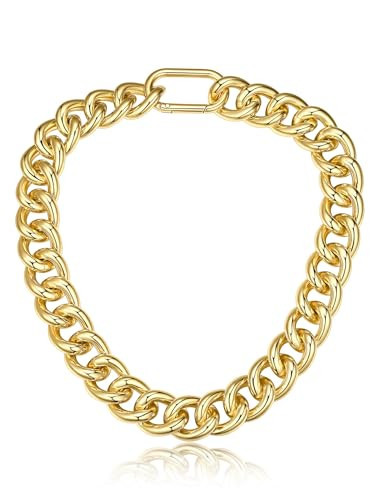 GoldChic JEWELRY Chunky Gold Necklace For Women,Cuban Link Chain Necklace,14K Gold Plated Necklace Chain,Thick Trendy Hip Hop Cuban Chain Jewelry Gifts,Non Tarnish Curb Chain, Width 23MM,22" Inch | Amazon (US)