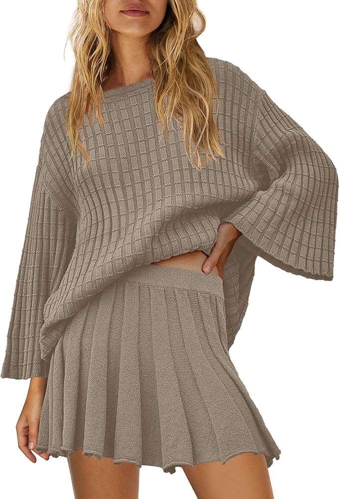 SENSERISE Fall Sweater Sets Skirt Sets Women 2 Piece Outfits Long Sleeve Top and Skirts Set Loung... | Amazon (US)