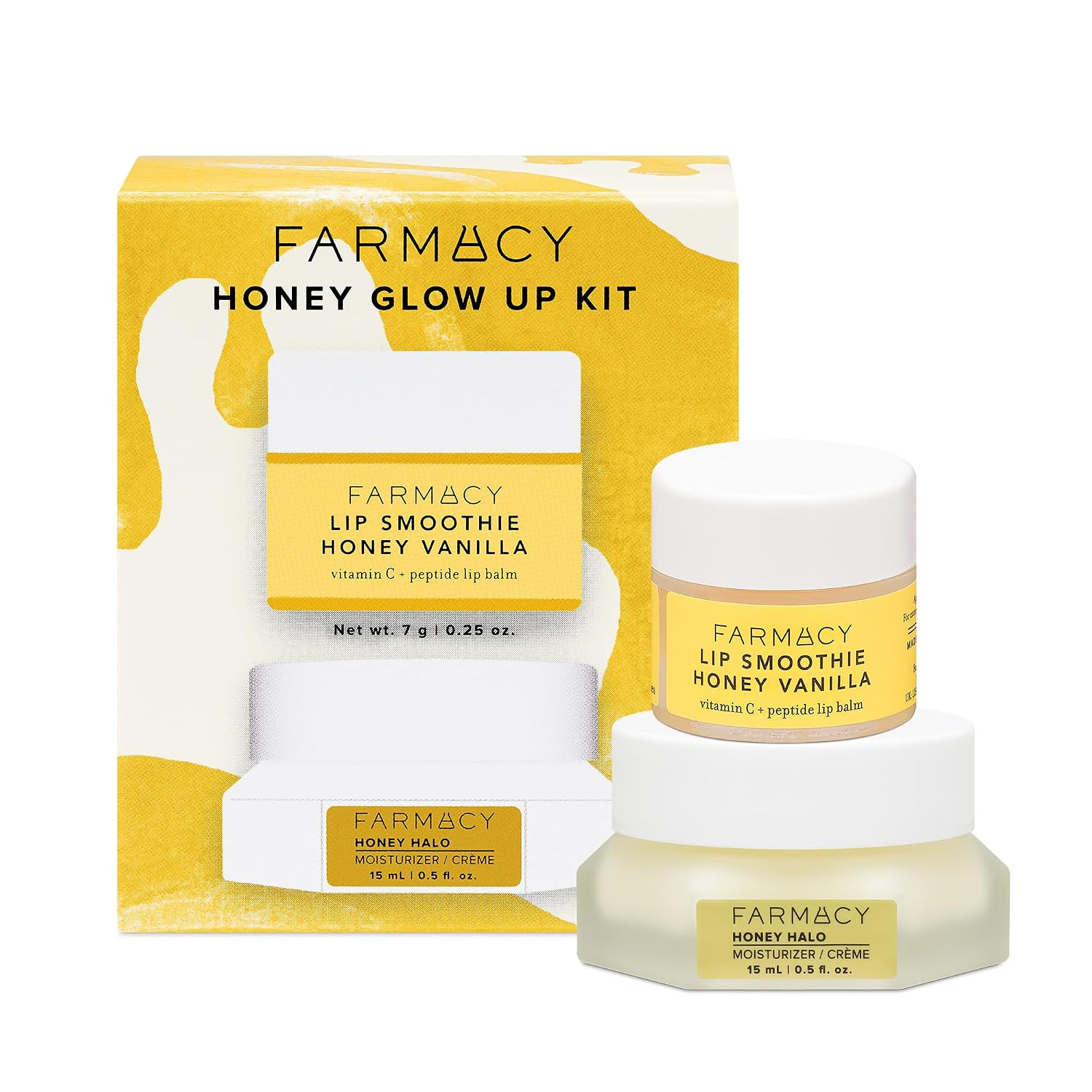 Farmacy Honey Glow Up Gift Set - Includes Honey Halo Ceramide Face Moisturizer + Travel Size Lip Smoothie - Preps & Plumps Skin for Makeup Application (2 Count) | Amazon (US)