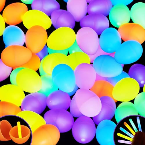 JOYIN 72 Pcs Easter Eggs with 144 Pcs Mini Glow Sticks for Kids Glow-in-The-Dark Basket Stuffers Fillers Gift, Easter Eggs Hunt Game Party Favors Classroom Decorations Supplies | Amazon (US)