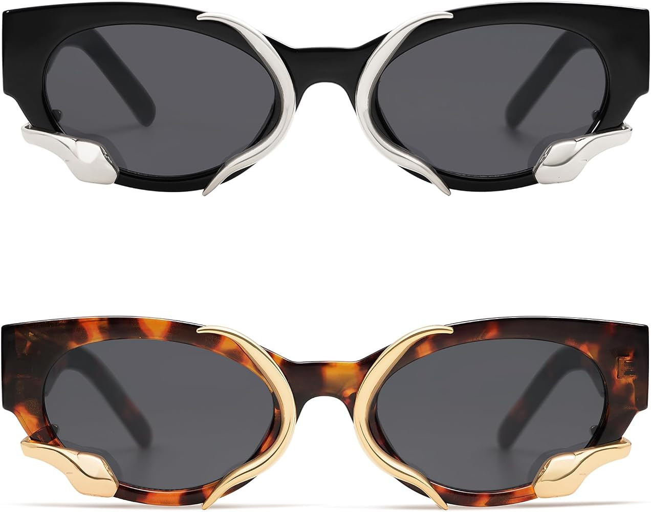 Trendy Sunglasses for Women Men Vintage Narrow Cateye Metal Snake Sunnie Y2k Accessories AP3621 | Amazon (US)