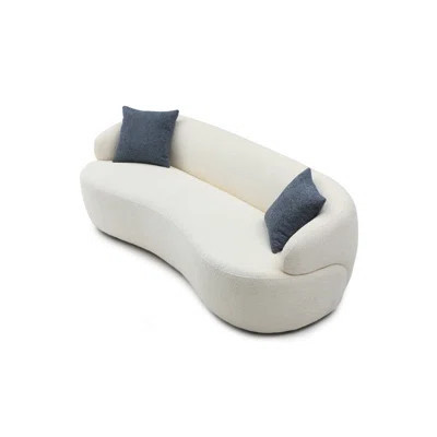 Mid Century Modern 3 Seat Curved Cloud Couch, Boucle Fabric Sofa Ideal For Living Room, Bedroom And Office Use | Wayfair North America