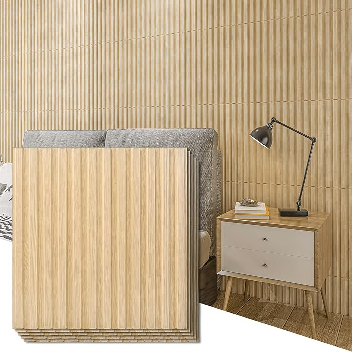 Art3d Slat Wall Panel, 3D Fluted Textured Panel 12-Tile 19.7 x 19.7in. - Oak | Amazon (US)