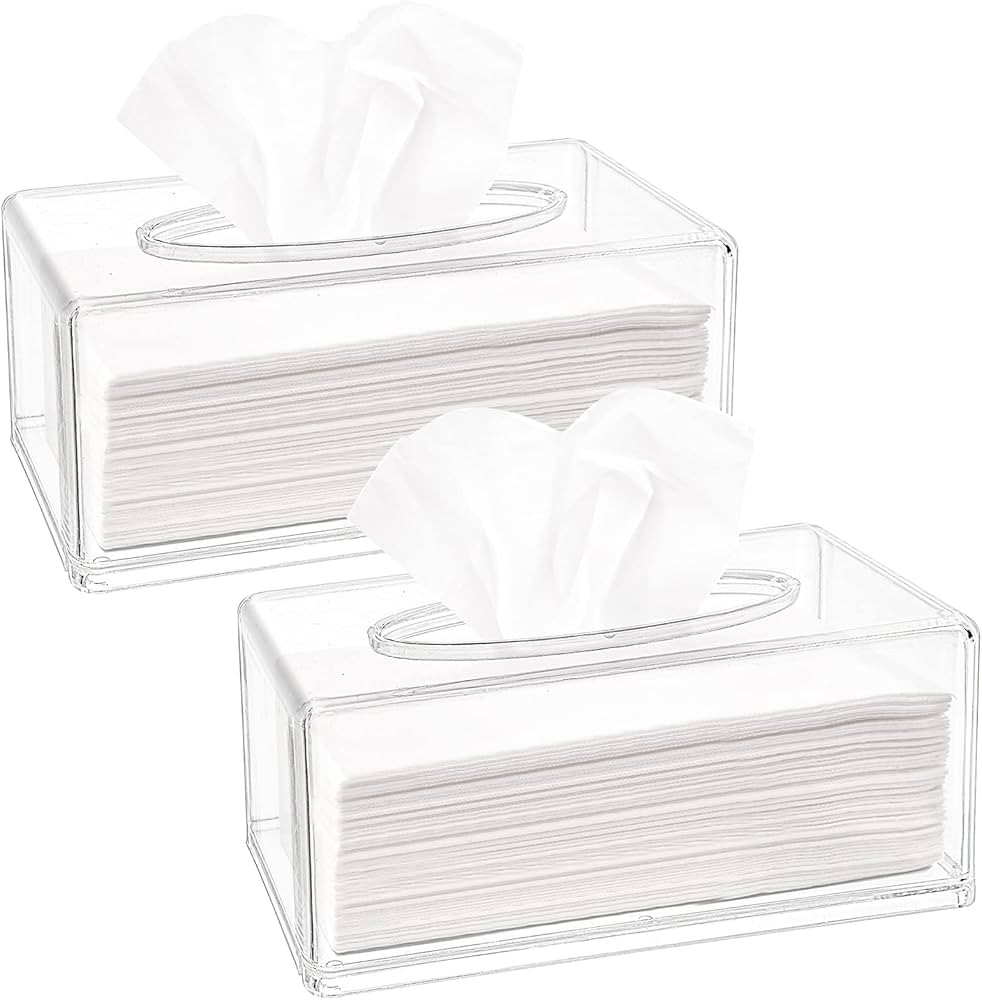 Yopay 2 Pack Clear Tissue Dispenser Box, Facial Acrylic Tissue Box Cover Holder, Napkin Organizer... | Amazon (CA)