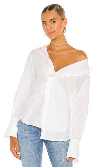 FRAME Asymmetrical Shirt in White. - size S (also in M, XS, XXS) | Revolve Clothing (Global)