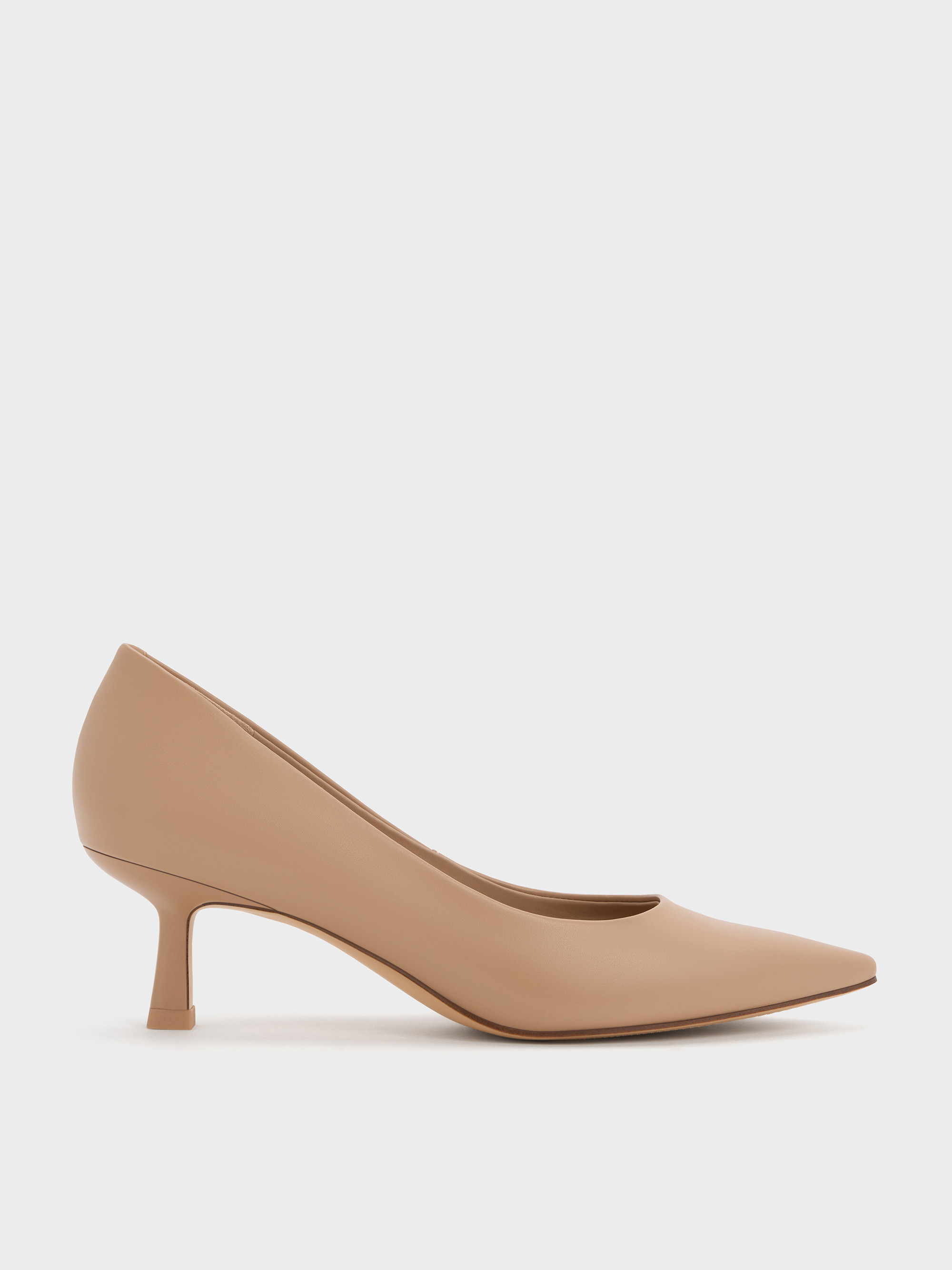 Emmy Pointed Kitten Heel Pumps
 - Nude | Charles & Keith UK