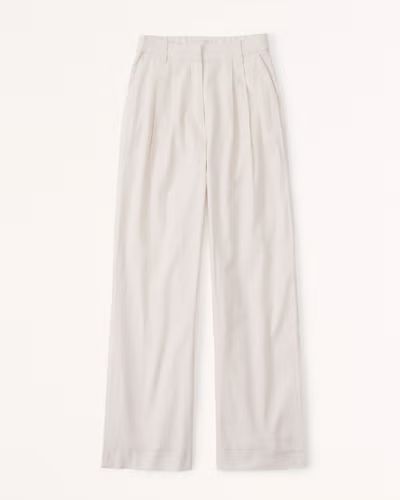 Women's Linen-Blend Tailored Wide Leg Pant | Women's Clearance | Abercrombie.com | Abercrombie & Fitch (US)