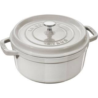 Cast Iron 7 qt. Round Cast Iron Dutch Oven in White Truffle with Lid | The Home Depot