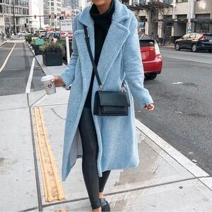 Something Navy Light Blue Teddy Coat | Poshmark