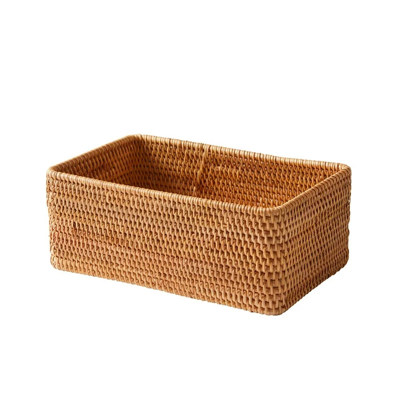Better Homes & Gardens Rattan Bathroom Toiletry Organizer Basket, Brown - Walmart.com | Walmart (US)