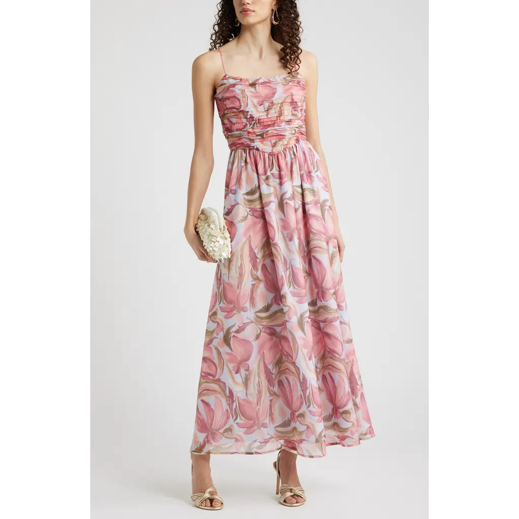 Chelsea28 Floral Organza Party Dress in Blue Sonia Abstract at Nordstrom, Size Xx-Small | Nordstrom