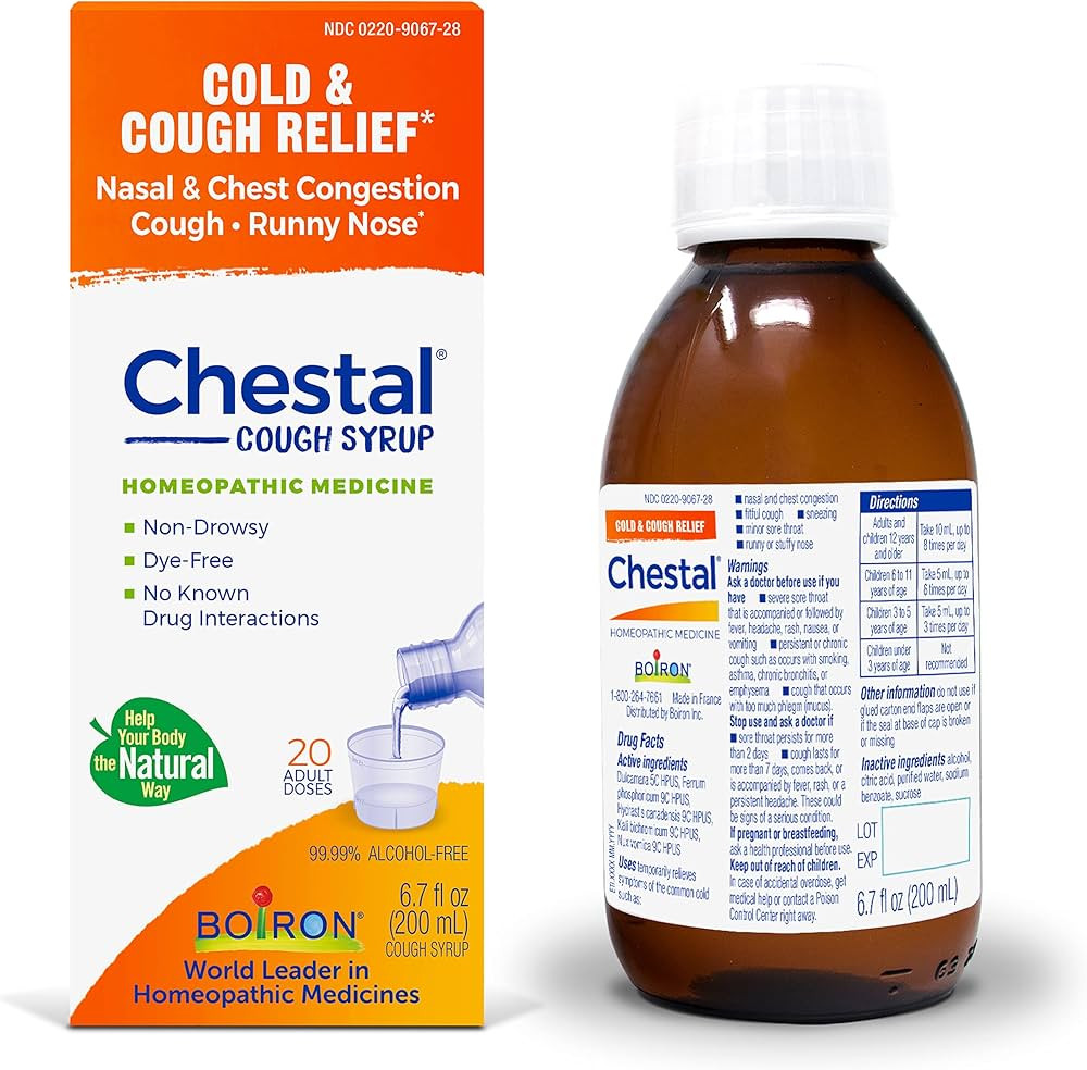 Boiron Chestal Adult Cold and Cough Syrup for Nasal and Chest Congestion, Runny Nose, and Sore Th... | Amazon (US)