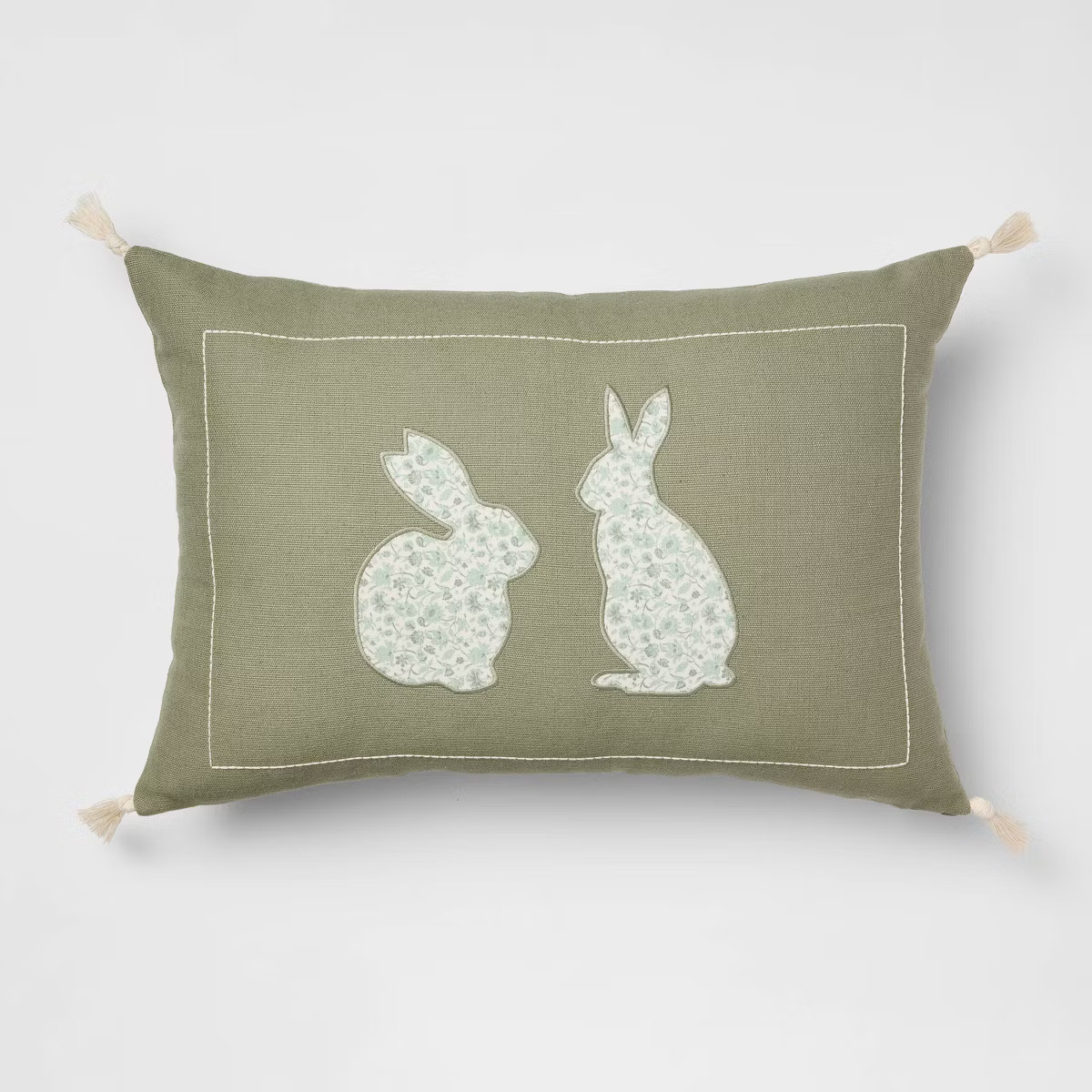 Lumbar Easter Bunny Applique with Tassels Army Green - Threshold™ Design with Studio McGee | Target
