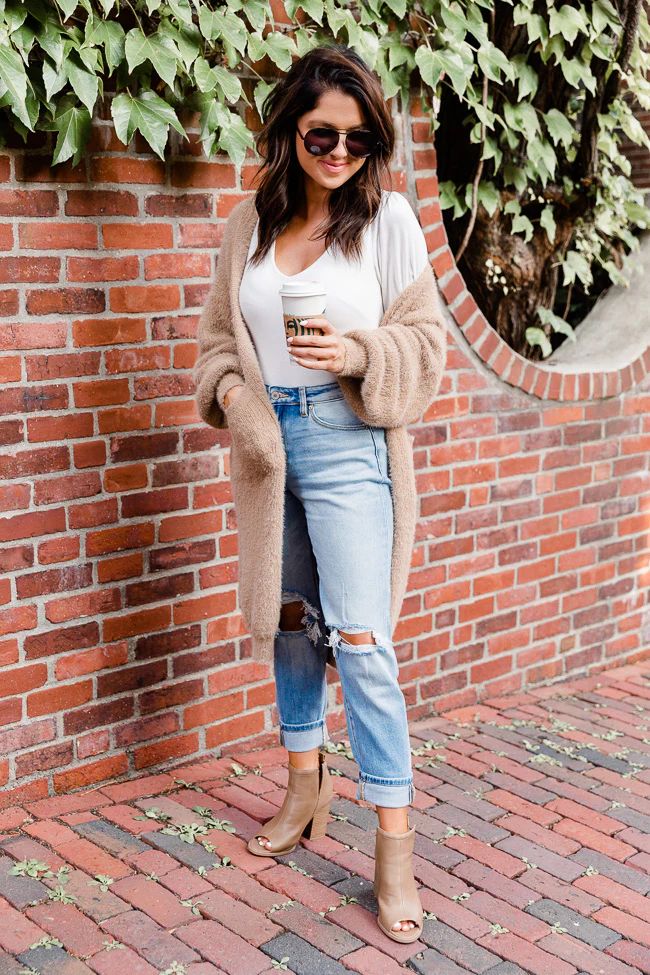 LIVING MY BEST STYLE X PINK LILY Copley Street Eyelash Duster Beige Cardigan | The Pink Lily Boutique