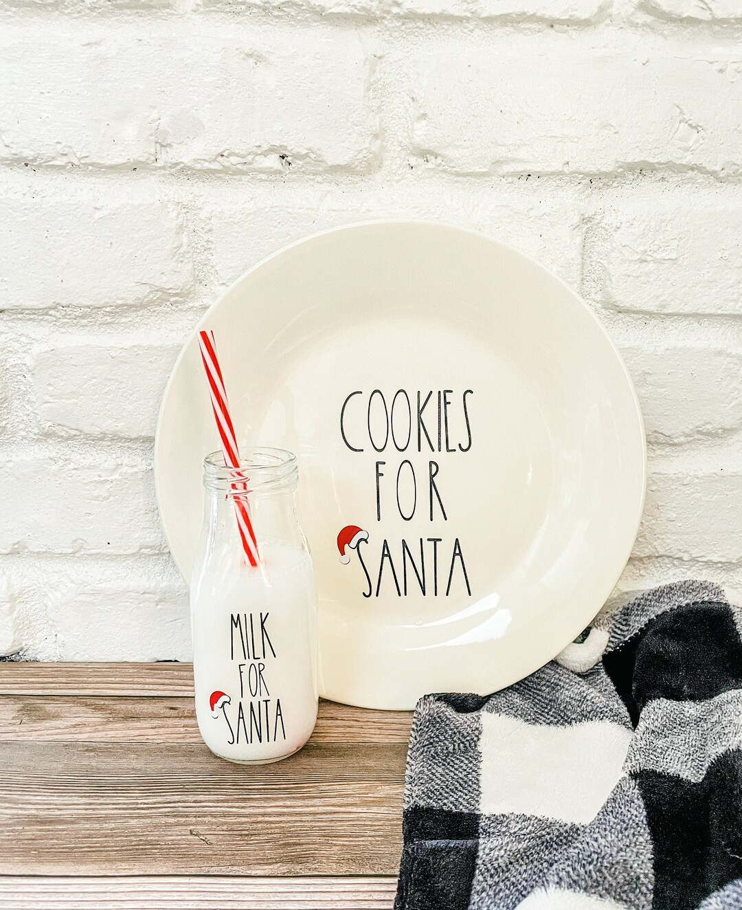 Cookies for Santa Plate - Cookies for Santa Plate Set - Cookies and Milk Bottle Set - Christmas Deco | Etsy (US)