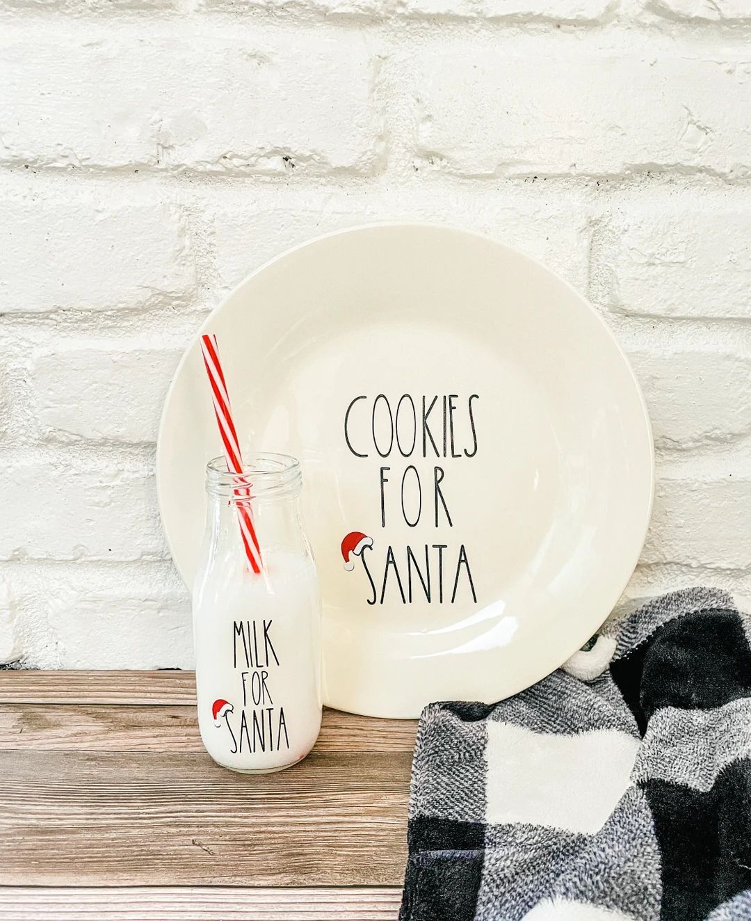 Cookies for Santa Plate - Cookies for Santa Plate Set - Cookies and Milk Bottle Set - Christmas Deco | Etsy (US)