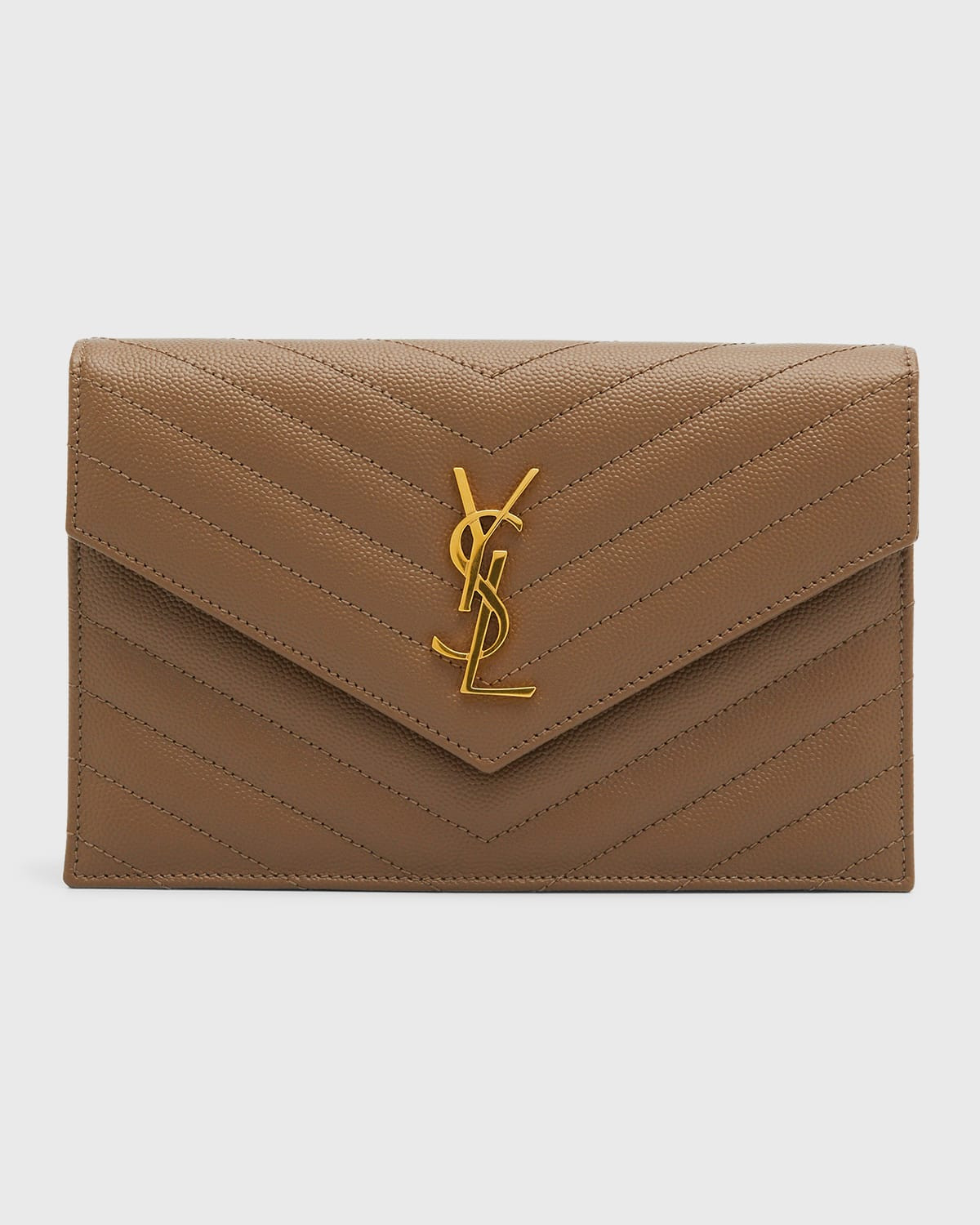 YSL Monogram Small Wallet on Chain in Grained Leather | Neiman Marcus