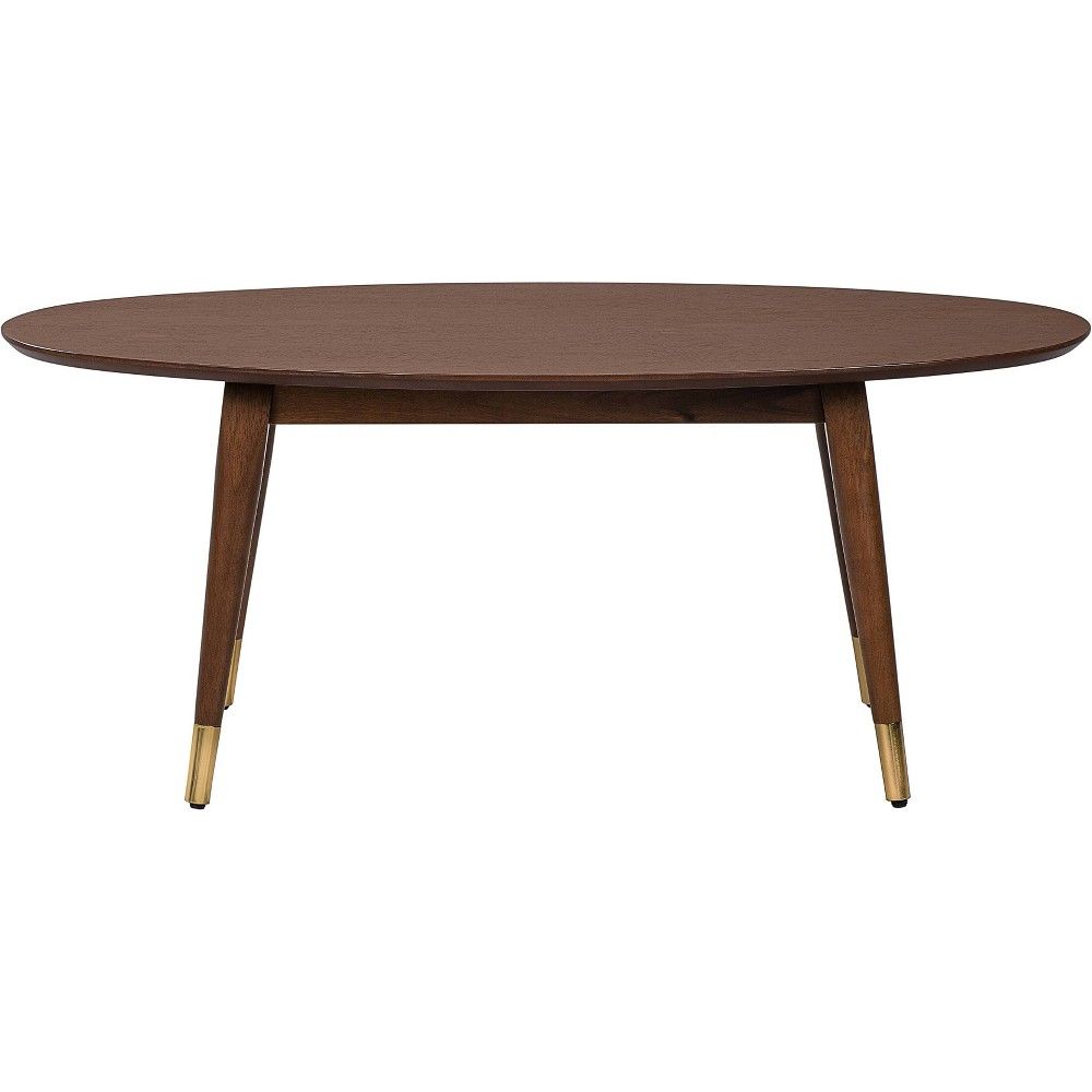 Clemintine Mid-Century Oval Coffee Table with Brass Walnut - Adore Decor | Target