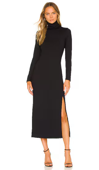 Turtleneck Slit Dress in Black | Revolve Clothing (Global)