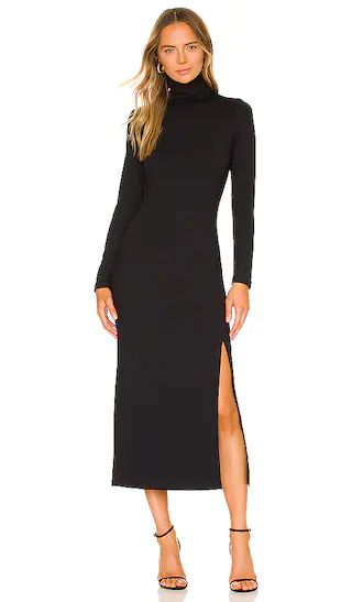 Turtleneck Slit Dress in Black | Revolve Clothing (Global)