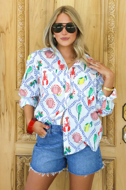 Coastal Escape White Long Sleeve Shirt | The Willow Tree