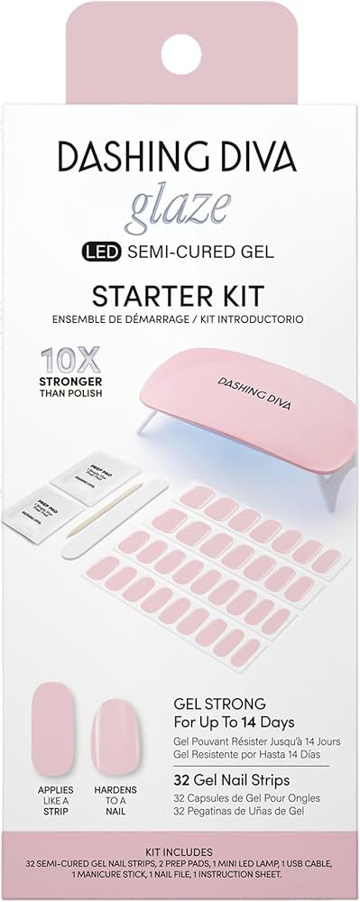 Dashing Diva Glaze Nail Starter Kit - Pale Blush - Long Lasting, Chip Resistant, Semi-Cured Gel N... | Amazon (US)