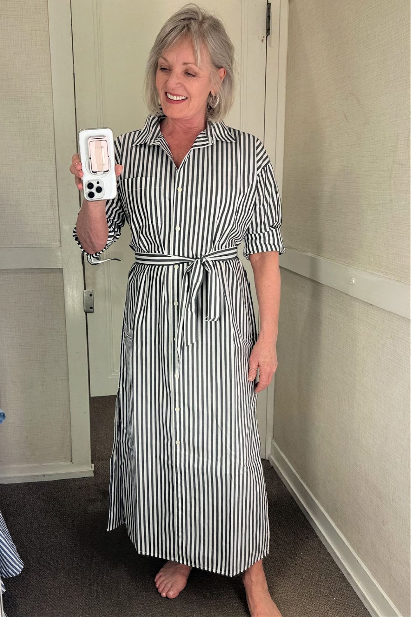 Loft striped poplin belted pocket shirt dress size MP

#LTKSeasonal #LTKworkwear #LTKstyletip