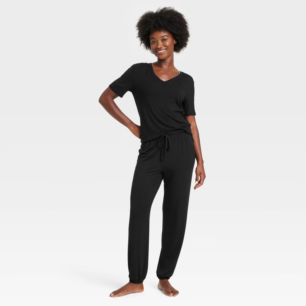 Women's Cloud Knit Short Sleeve Top and Jogger Pants Pajama Set - Auden™ | Target