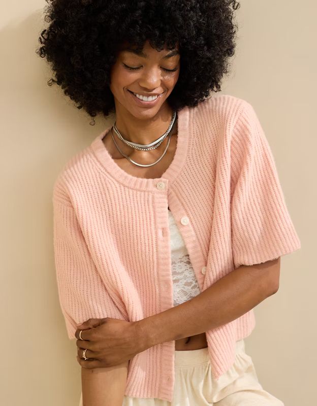 Aerie Unreal Short Sleeve Cardigan | Aerie