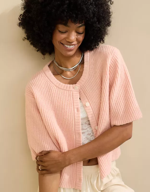 Aerie Unreal Short Sleeve Cardigan curated on LTK