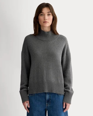 Women's Boxy Turtleneck in Everyday Cotton Sweater by Everlane in Heathered Charcoal, Size XL | Everlane