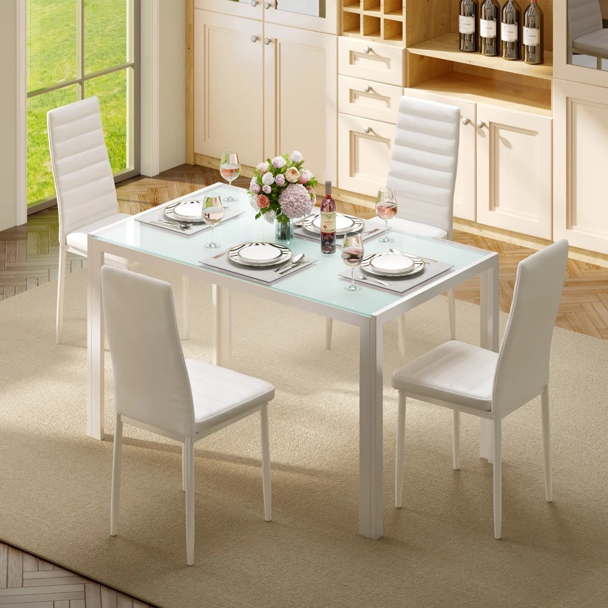 180$ for Latoyta Modern 5-Piece Rectangular Glass Top Dining Set with Cushioned Chairs! #wayfair

#LTKHome #LTKSaleAlert