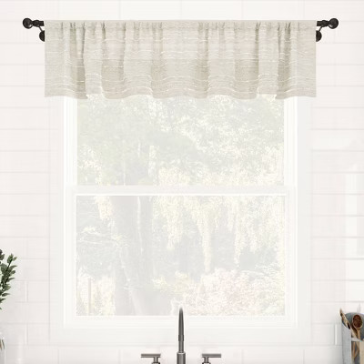 14"x52" Textured Slub Striped Anti-Dust Linen Blend Sheer Cafe Window Valance - Clean Window | Target