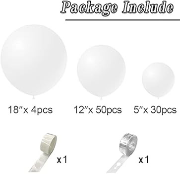 White Balloons 84 pcs White Balloons Garland Arch Kit 5 inch +12 inch +18 inch Pastel White Ballo... | Amazon (US)