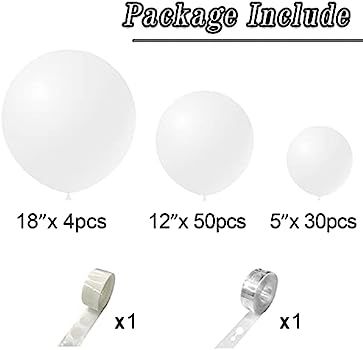 White Balloons 84 pcs White Balloons Garland Arch Kit 5 inch +12 inch +18 inch Pastel White Ballo... | Amazon (US)