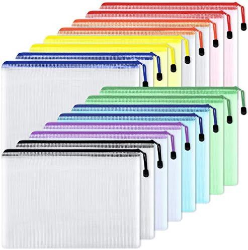 EOOUT 16pcs Mesh Zipper Pouch Document Bag, Waterproof Zip File Folders, Letter Size, A4 Size, for S | Amazon (US)