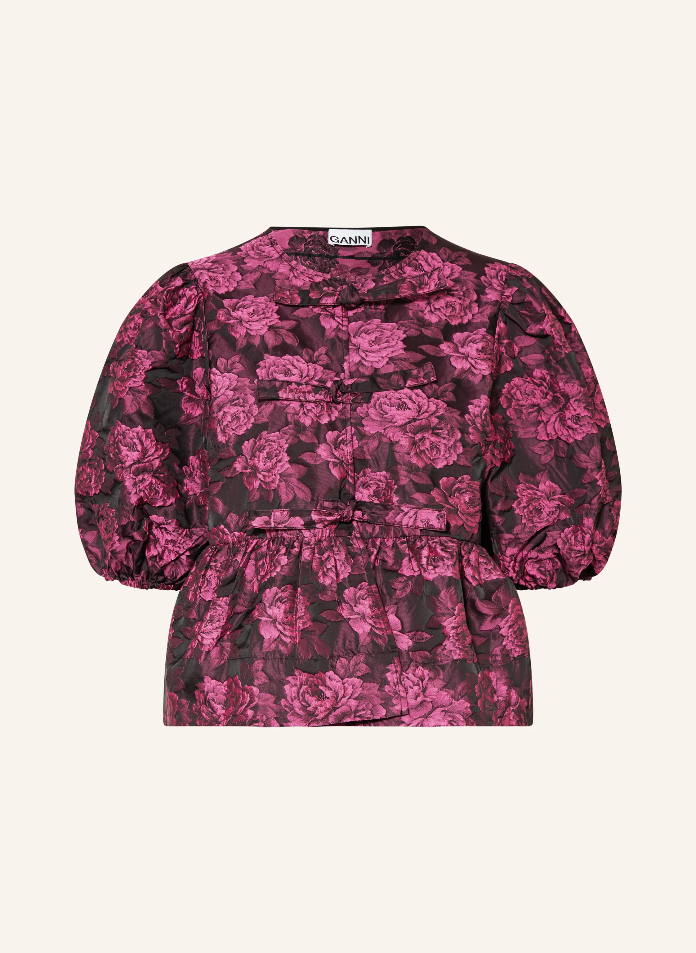 GANNI Blusenshirt aus Jacquard in fuchsia/ schwarz | Breuninger (DACH)