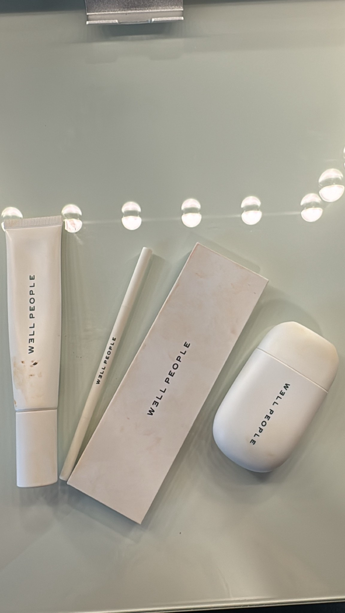 WELL PEOPLE 
Serum foundation 
Eyeshadow palette ￼
Tinted moisturizer ￼
Brow pencil ￼

￼@Well People 

#LTKgrwm #LTKBeauty #LTKselfcare