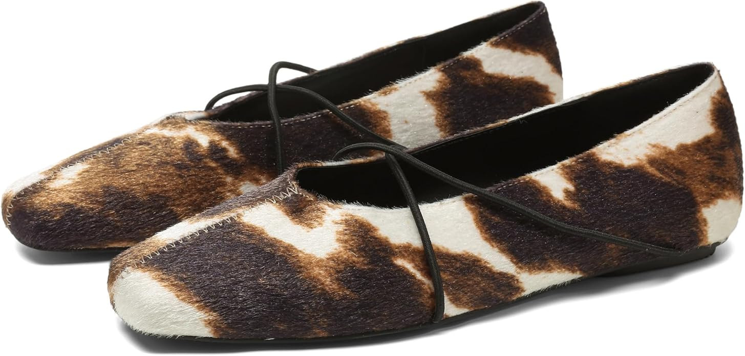 Women's Square Toe Ballet Flats Criss-Cross Straps Comfortable Slip On Mary Jane Flat Shoes for O... | Amazon (US)