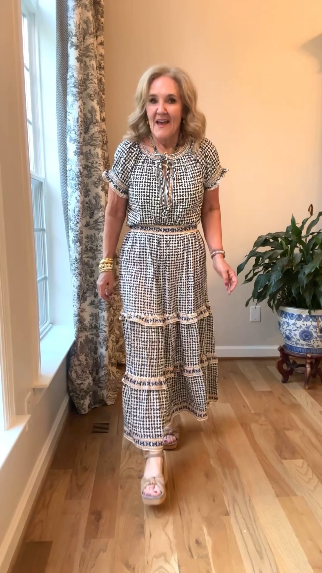 Two pieces. Looks like a dress! All from Nordstrom rack. Wearing size medium. The top print is subtly different than the skirt. 

Work outfit Sunday dress midi skirt 

@NordstromRack #NordstromRackPartner #rackscore

#LTKWorkwear #LTKOver40 #LTKFindsUnder50