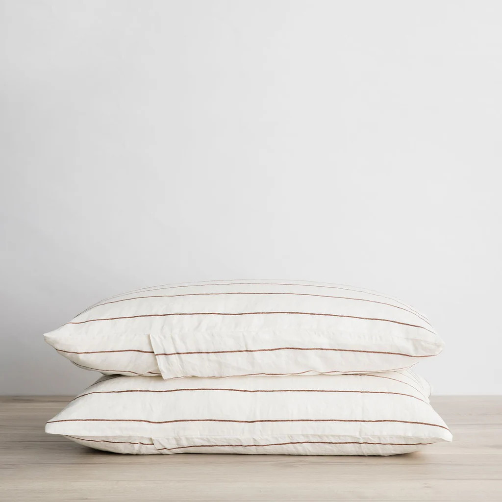 Set of 2 Linen Pillowcases - Cedar Stripe | Cultiver UK