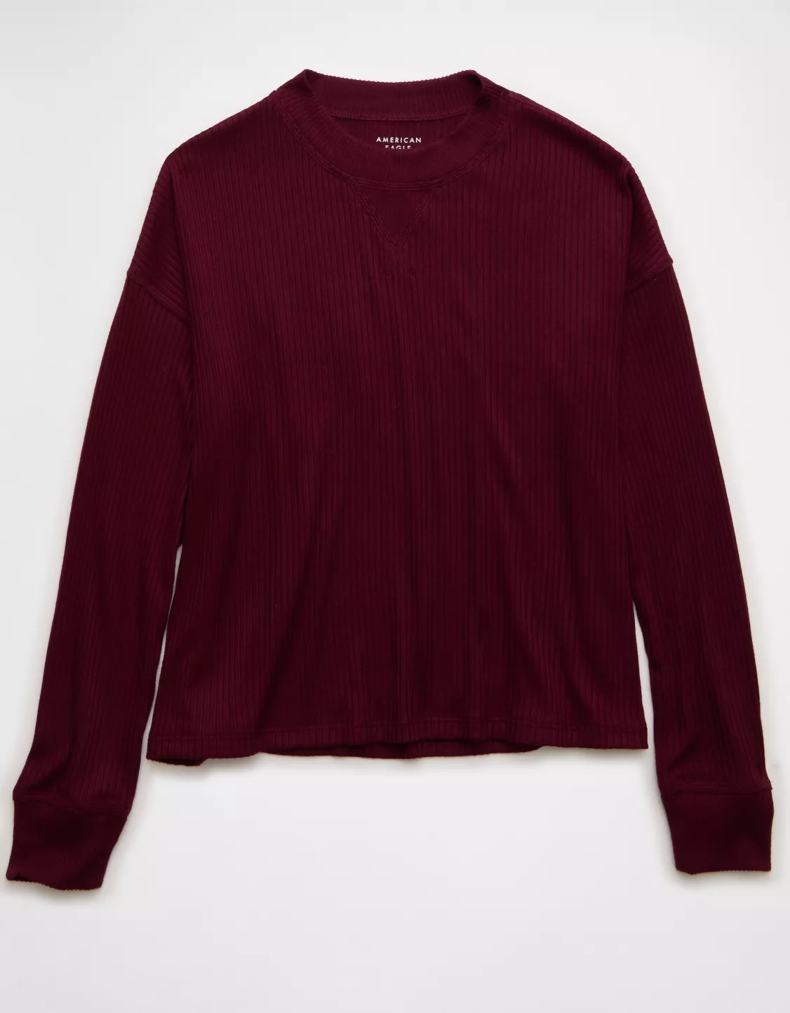 AE Long-Sleeve Waffle Plush Crew Neck Tee | American Eagle Outfitters (US & CA)