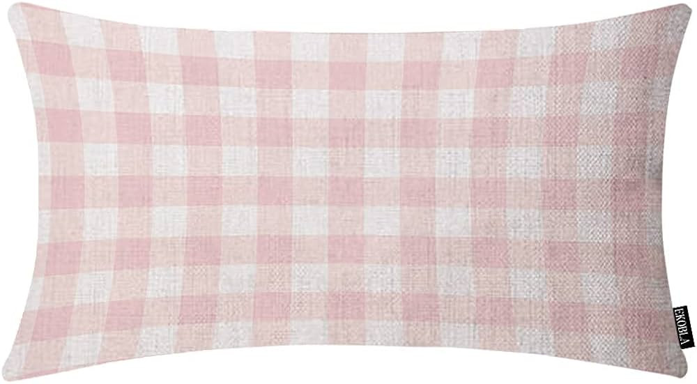 EKOBLA Buffalo Checked Pattern Decorative Lumbar Cushion Case Vintage Plaid Gingham Tartan Pastel... | Amazon (US)