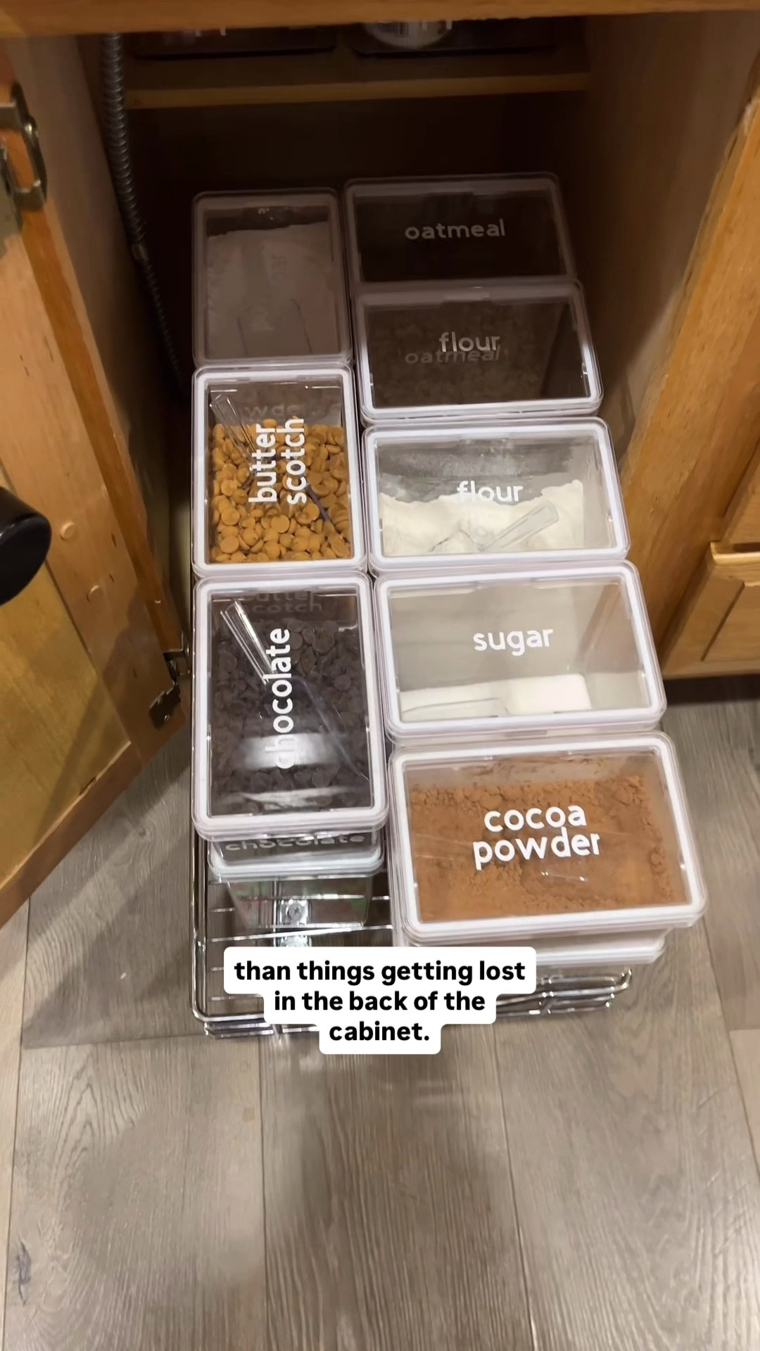 It's baking season and time to get our baking supplies all stocked up and organized so we’re ready to make all the yummy treats in the weeks ahead. What’s your favorite thing to bake this time of year?

I don’t have a pantry or a ton of extra upper cabinet storage, so I adopted this lower cabinet in our kitchen island to hold all of our baking supplies. Adding this pull out drawer was super simple and a total game changer for being able to easily see an access all of our supplies without having to rummage through the back of a cabinet because that would be super annoying. 

I love these clear containers from @thecontainerstore for everything. They fit really well in the drawer, keep everything fresh, and make it easy to see how much I have of each ingredient at a glance. I added nice labels with my @cricut machine and now I just love this little baking cabinet!

#LTKCyberWeek #LTKHome #LTKHoliday