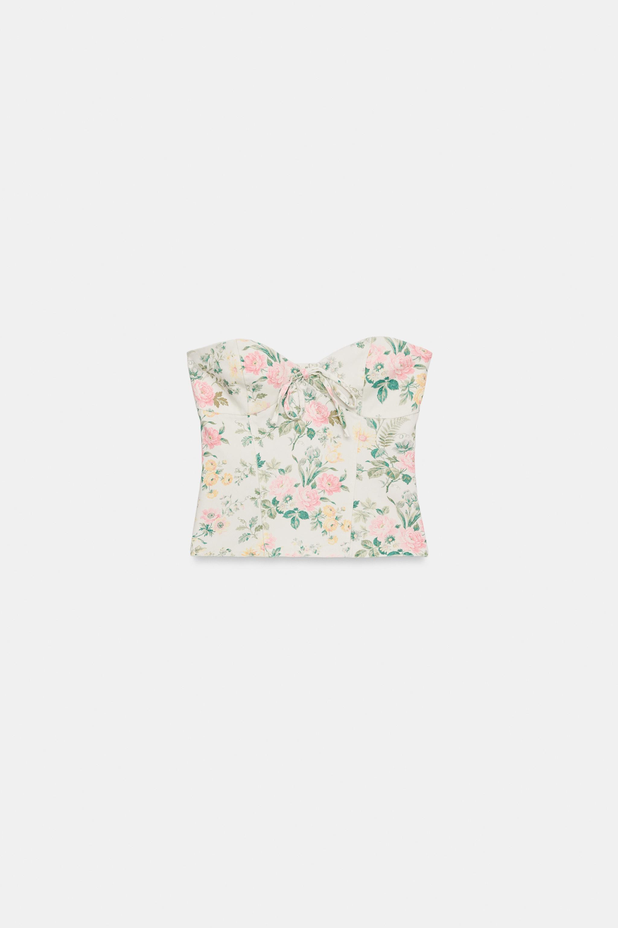 FLORAL BOW CORSET TOP | Zara US