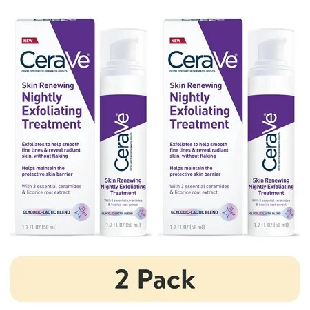 (2 pack) CeraVe Skin Renewing Nightly Exfoliating Treatment Anti-Aging Face Serum 1.7 fl oz | Walmart (US)