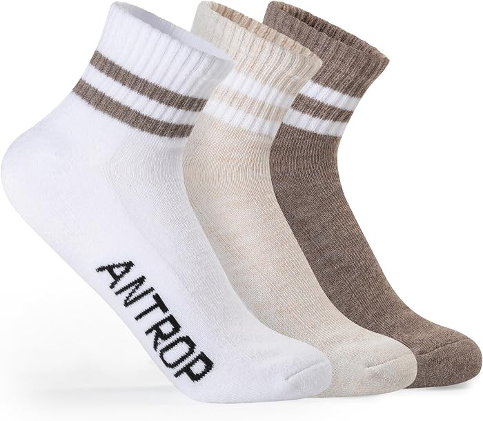 Antrop WoMen Quarter Crew Cotton Heel Tab Athletic Running Cushion Socks | Amazon (US)